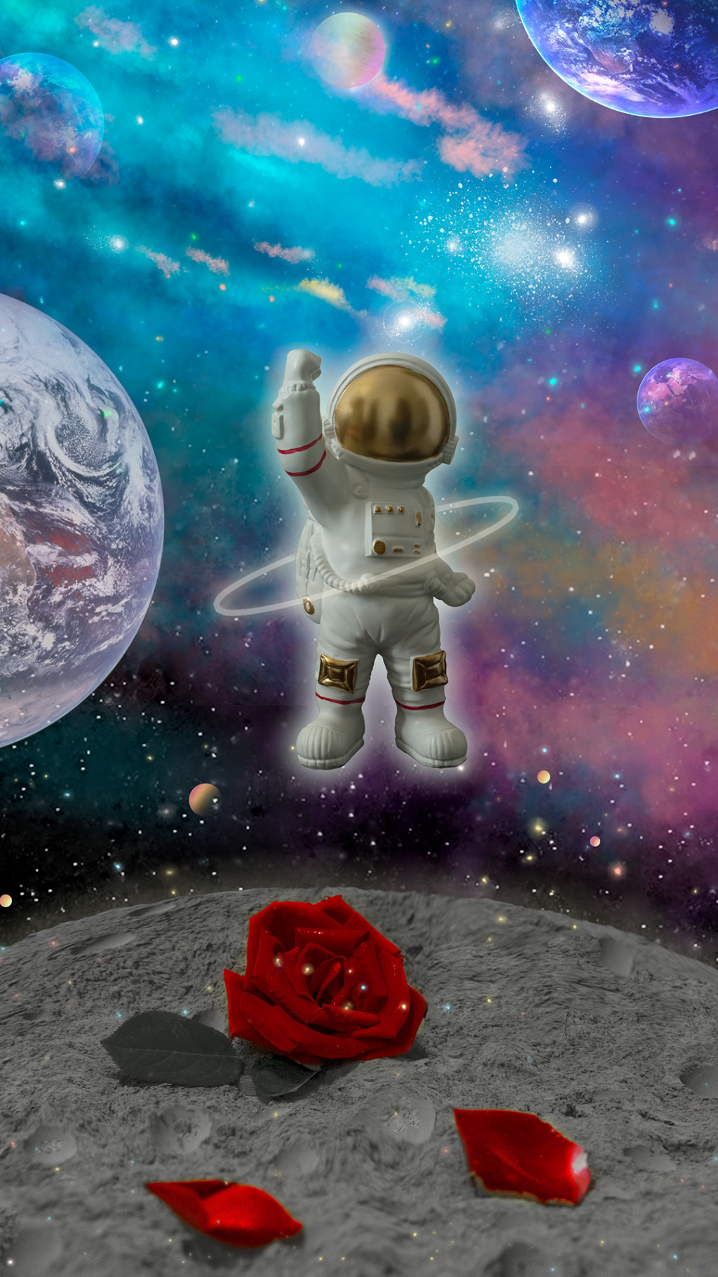 宇航员可爱创意太空摆拍