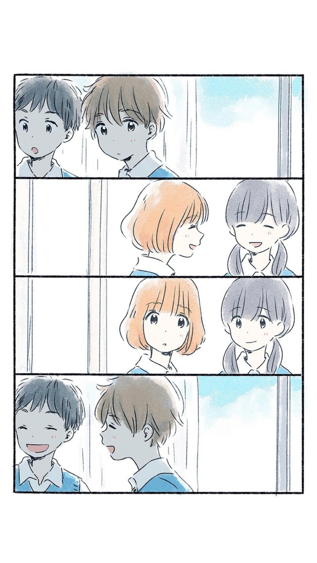 4格手绘卡通情侣