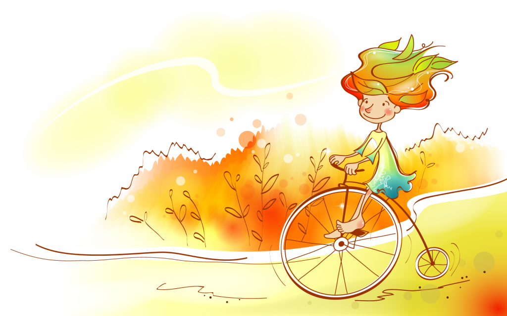 矢量金色秋天儿童