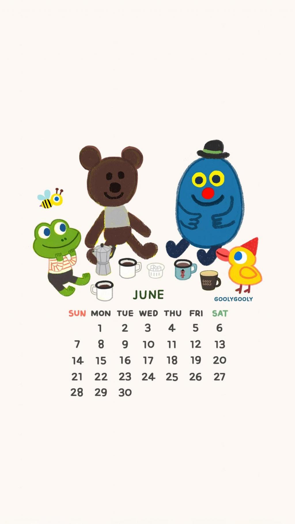 2015年简约卡通6月日历安卓壁纸