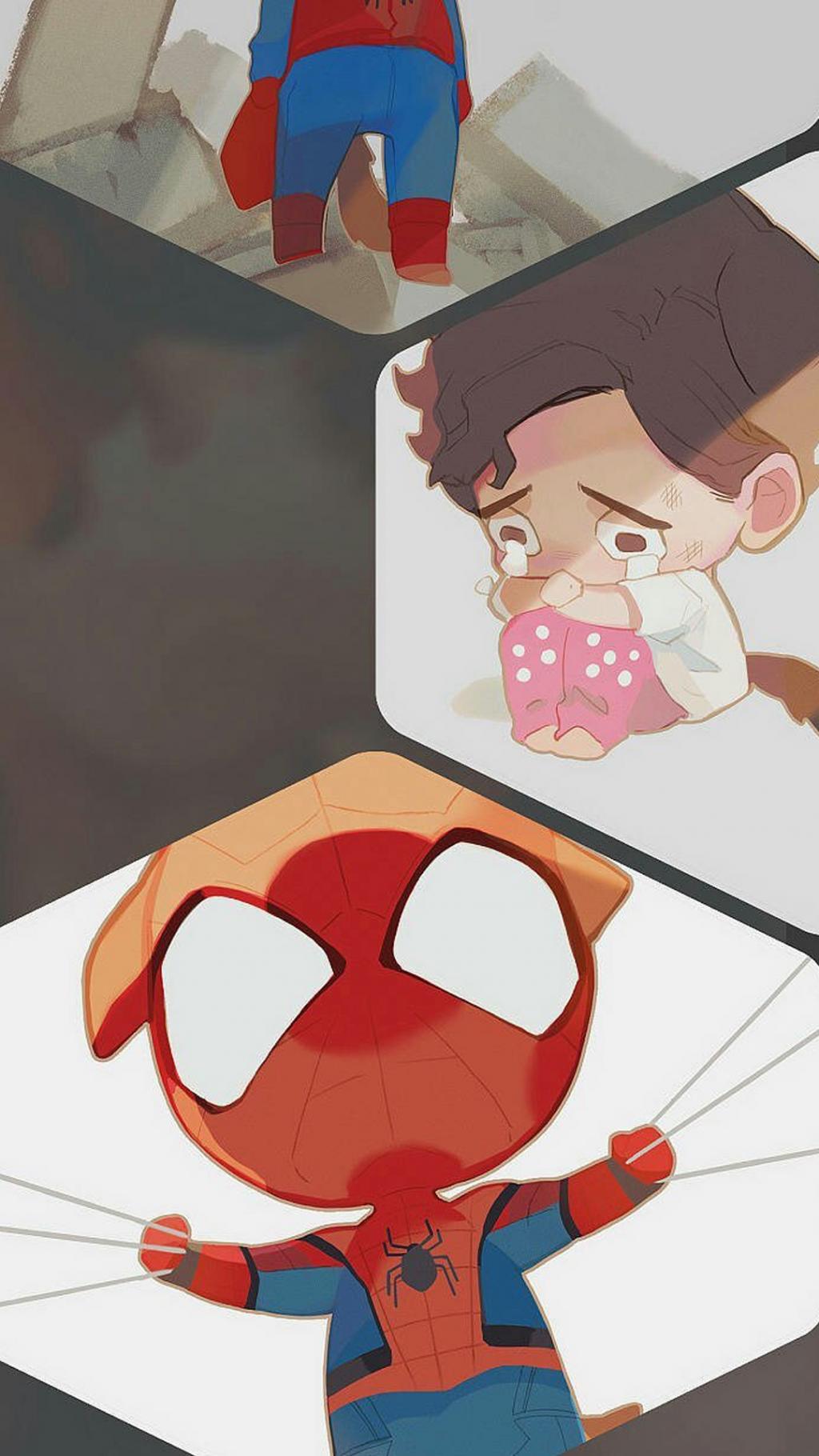 蜘蛛侠和钢铁侠Q版漫画