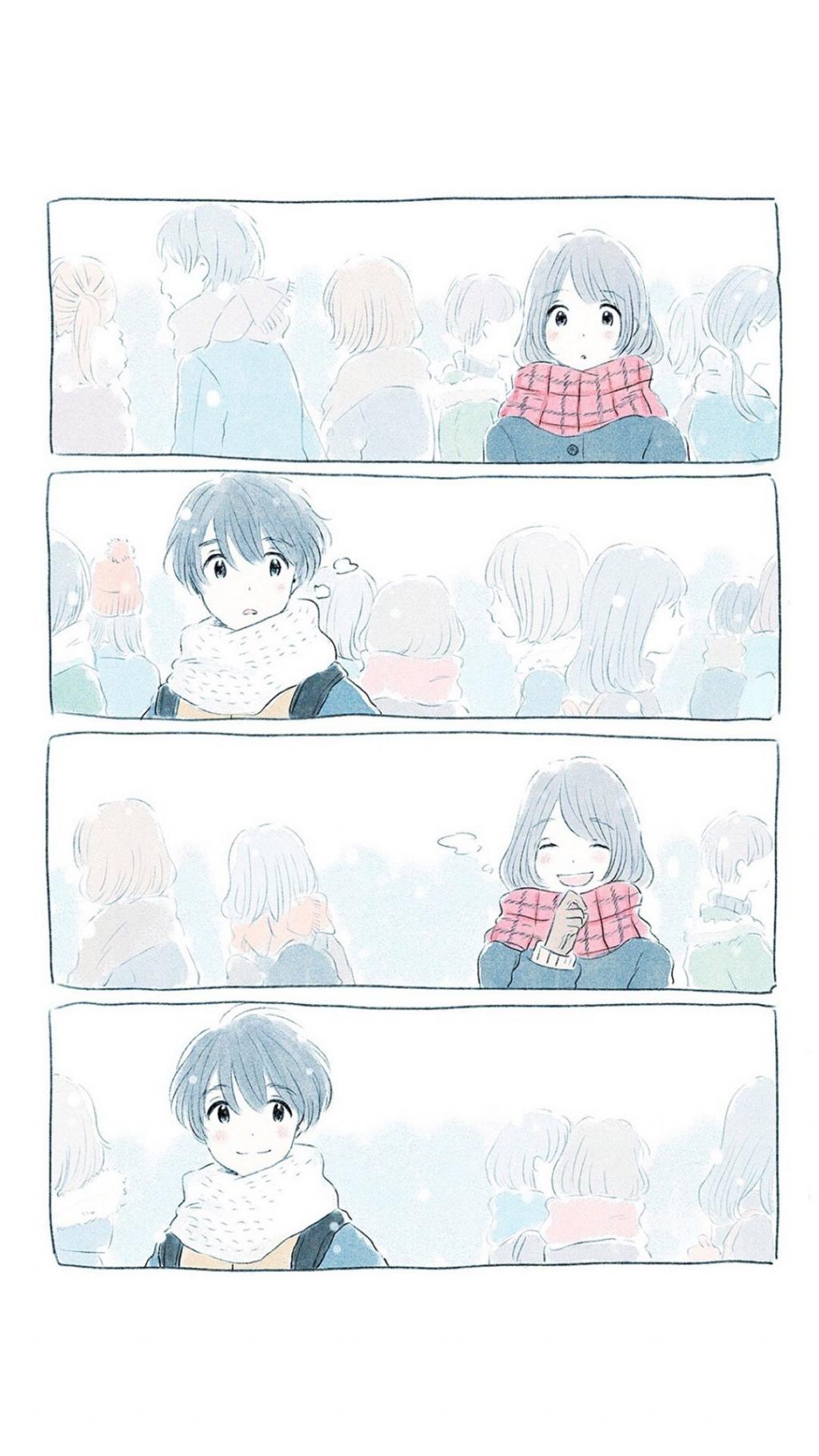 4格手绘卡通情侣