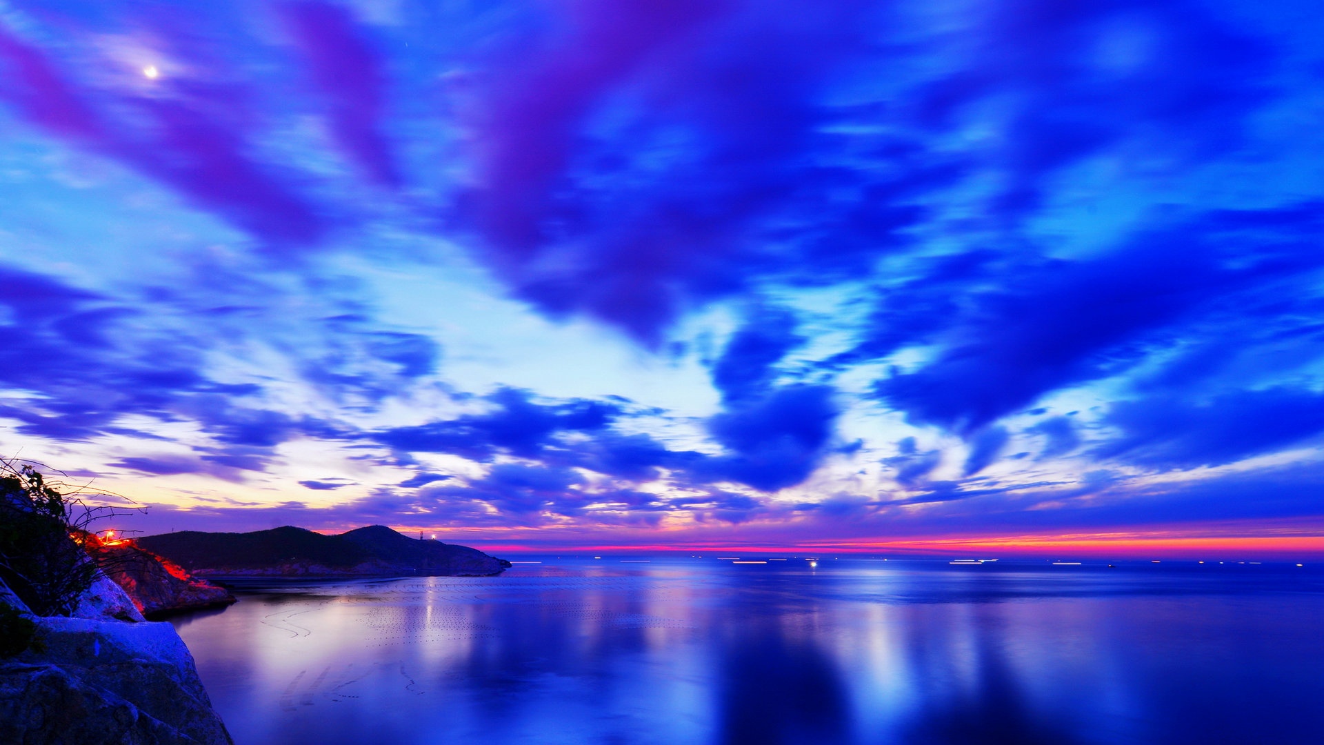 山东威海猫头山晚霞风景