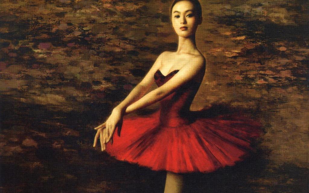 芭蕾舞女孩油画