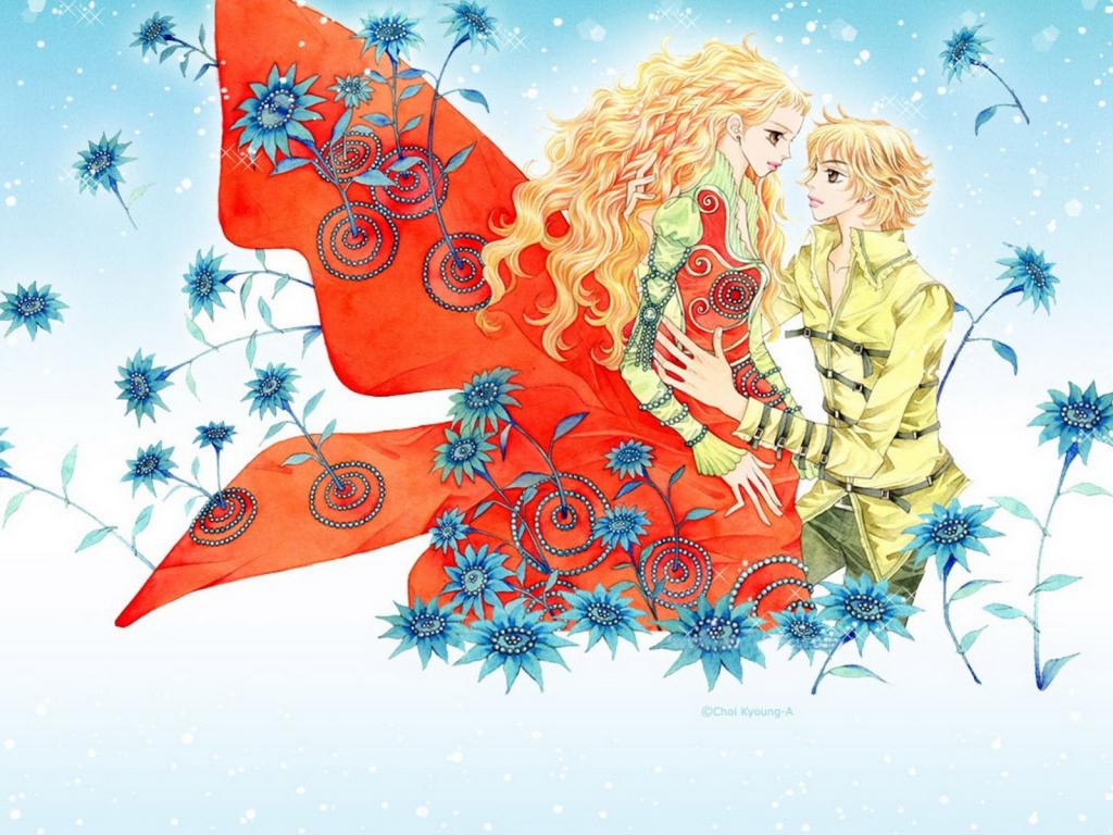 手绘恋爱中的情侣插画