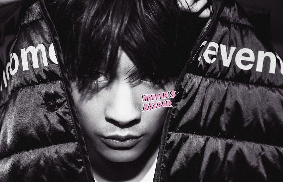 张宥浩《时尚芭莎》黑白写真