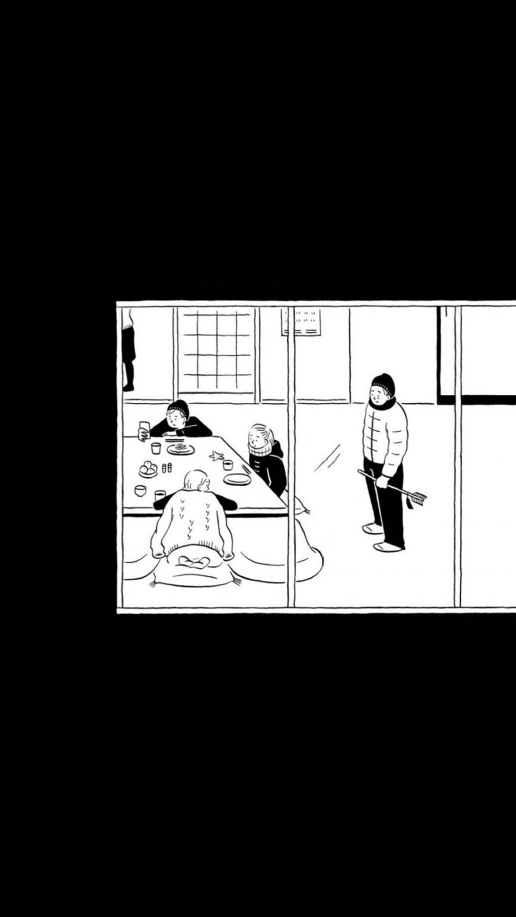 黑白卡通创意插画