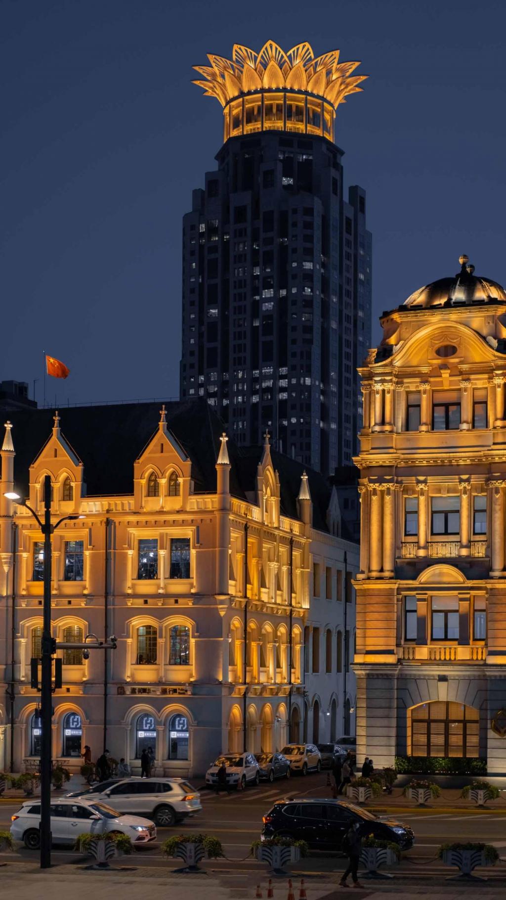 上海夜幕降临迷人夜景