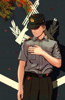 八一建军节致敬中国军人插画-4