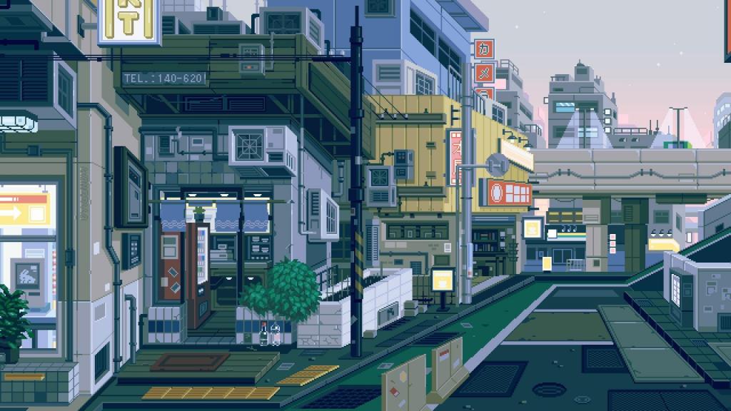 像素风迷人手绘城市建筑风光