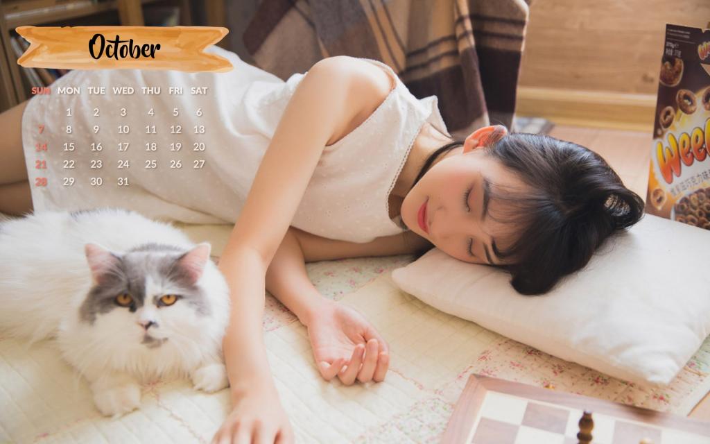 2018年10月清纯美女文艺写真日历