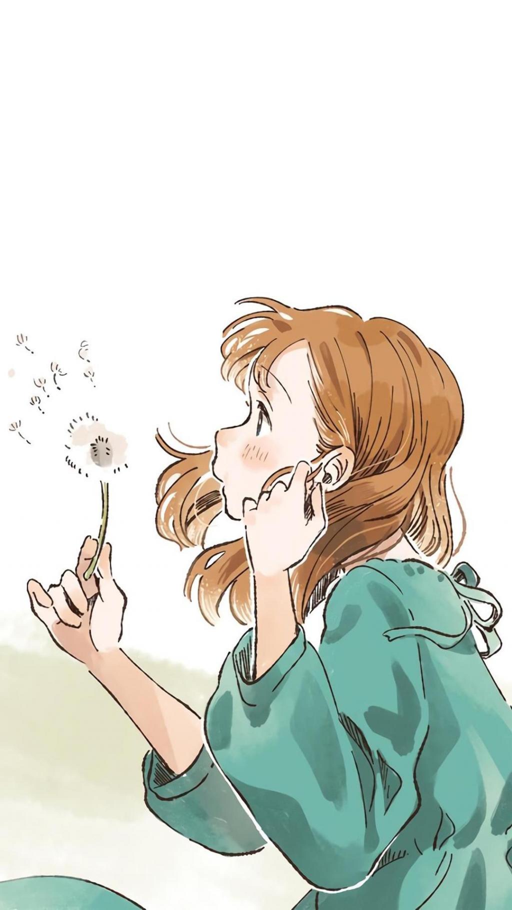 治愈系动漫少女清新甜美手绘插画