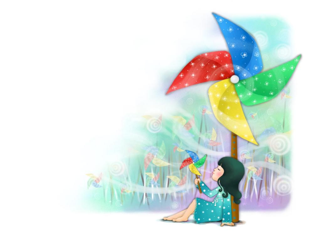 小女孩的卡通梦幻童年