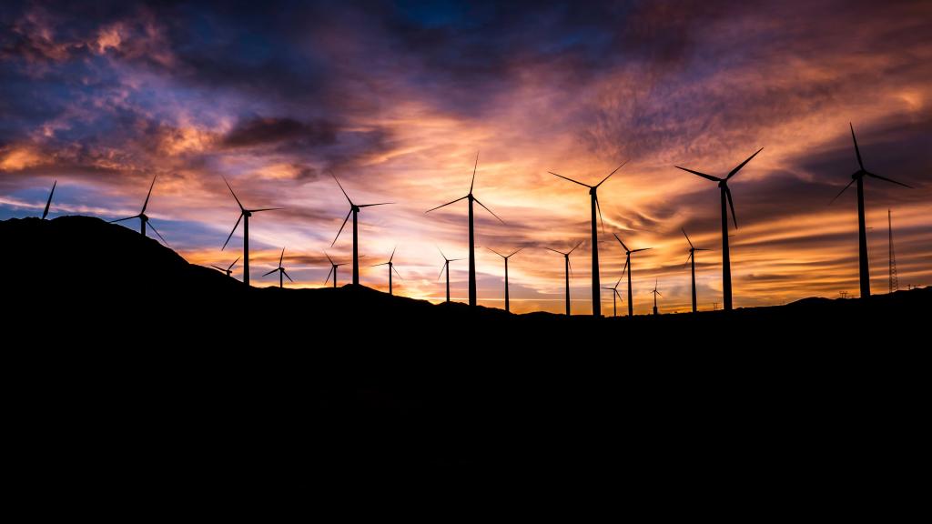 草地上的风力发电机