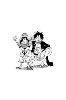 海贼王黑白卡通插画-6