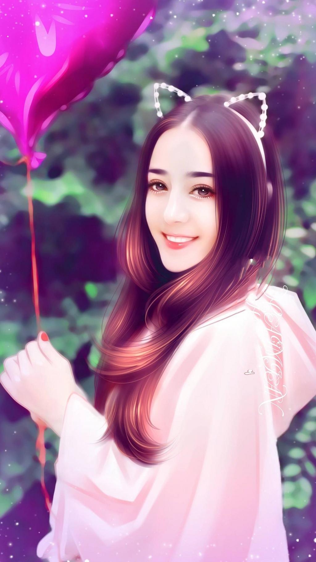 迪丽热巴手绘唯美插画