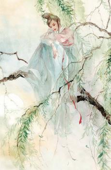 唯美古风文艺美人手绘插画