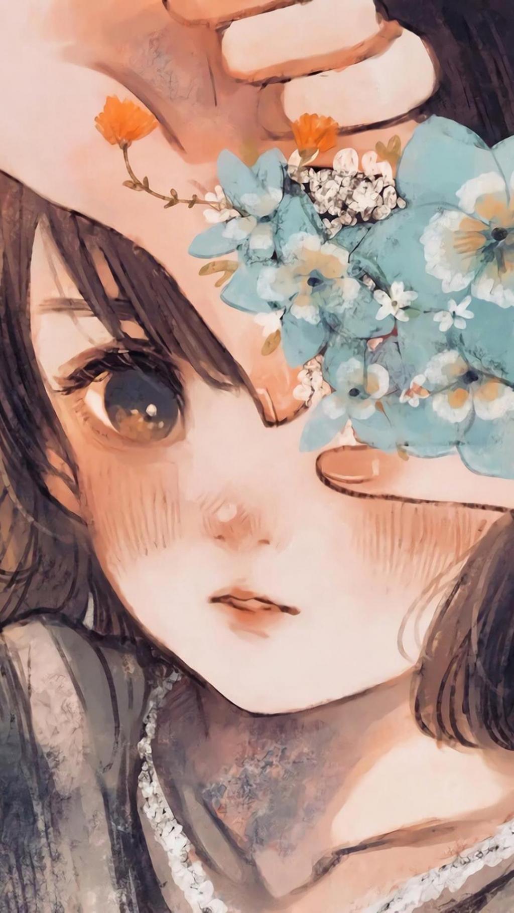 手绘甜美可爱动漫少女气质插画