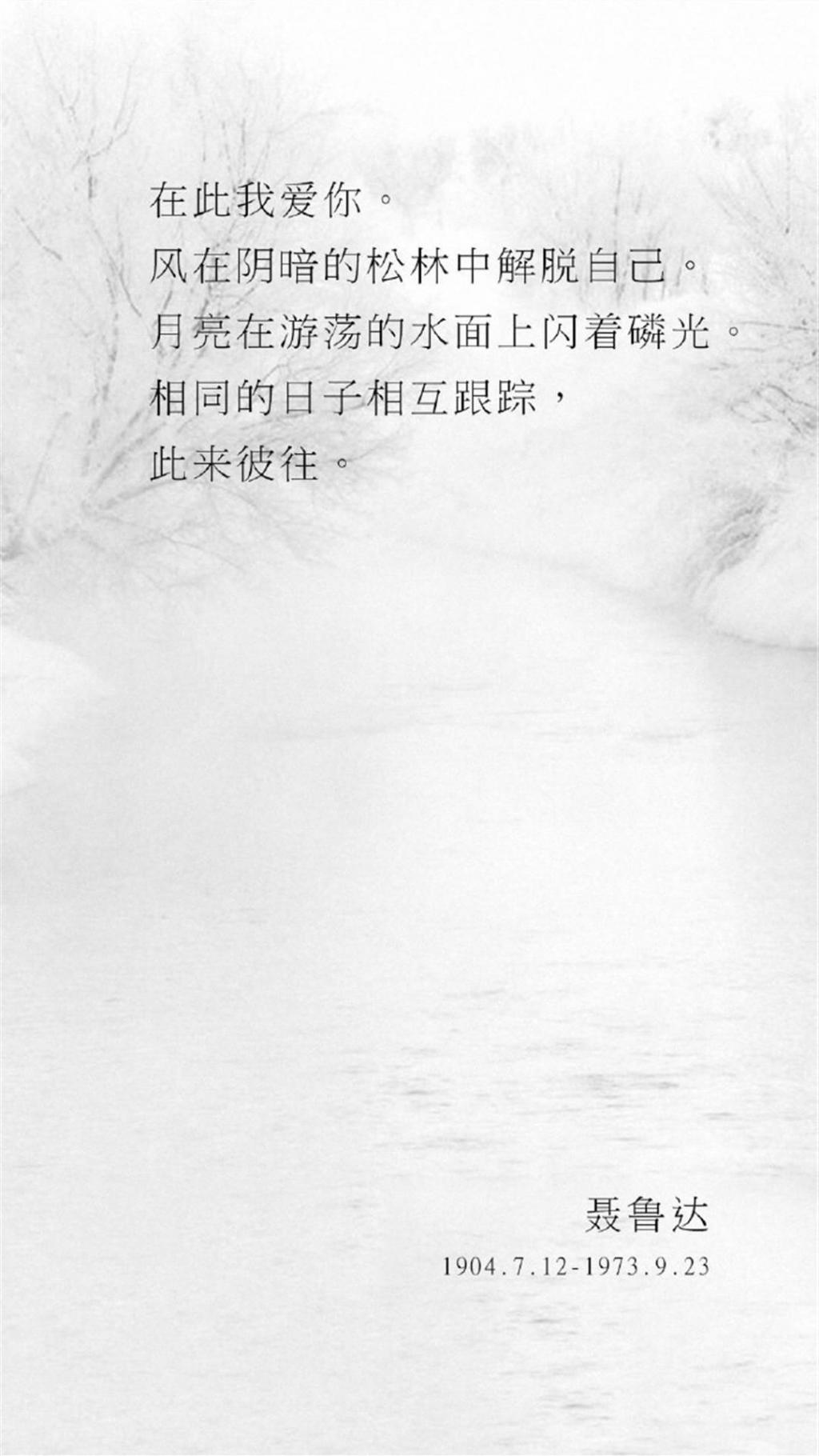 素雅聂鲁达诗词锁屏