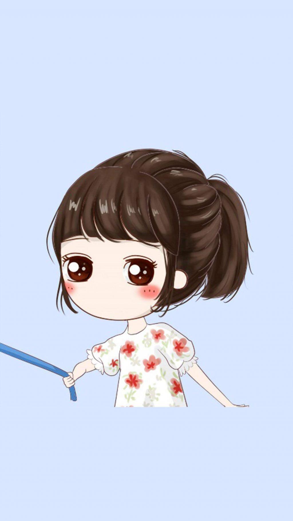 小清新手绘女孩小薇手机壁纸