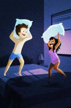 情侣甜蜜插画-1