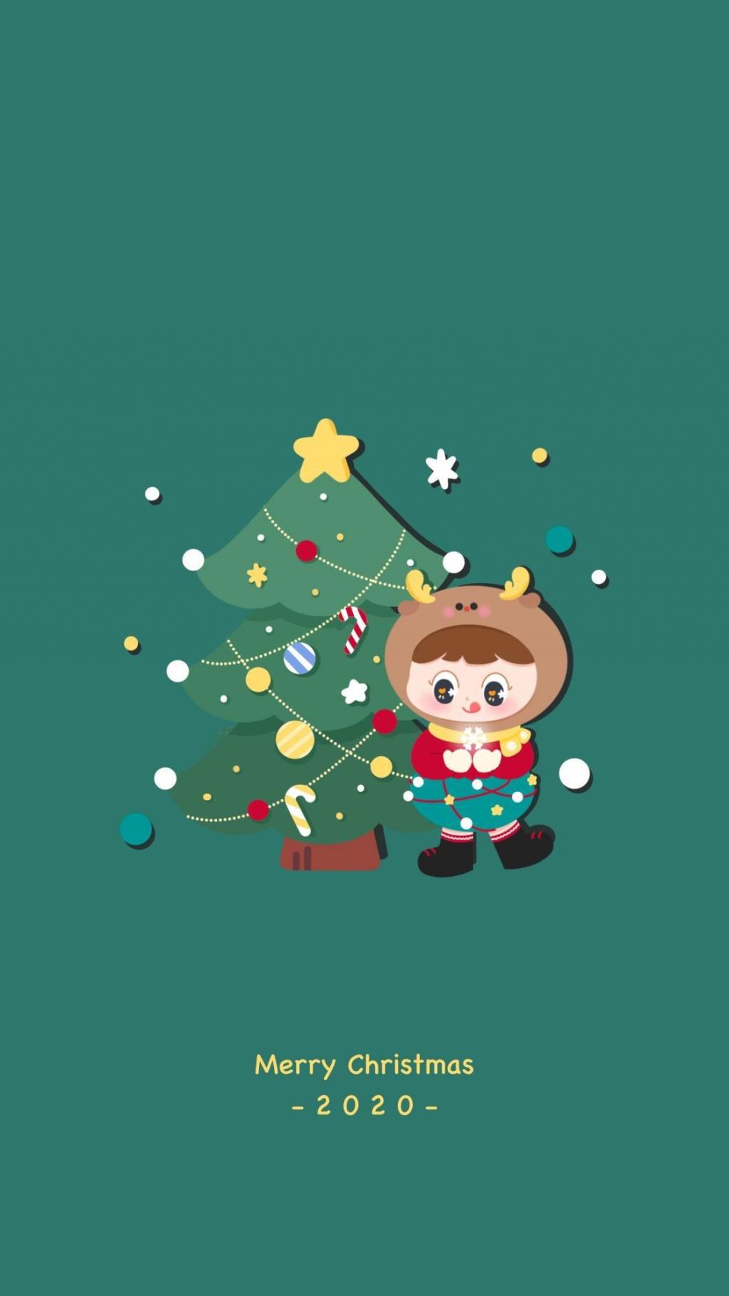 2020圣诞节英文可爱创意背景图