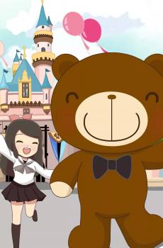卡通布偶熊与女孩壁纸-7