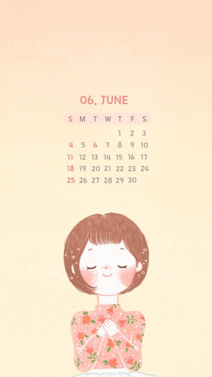简约唯美6月日历