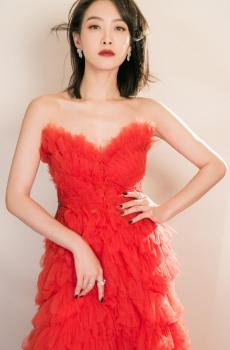 宋茜火红长裙性感写真