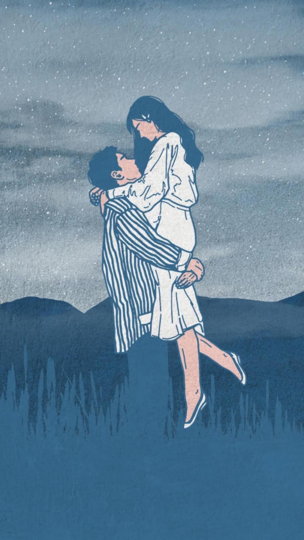 浪漫小情侣插画配图