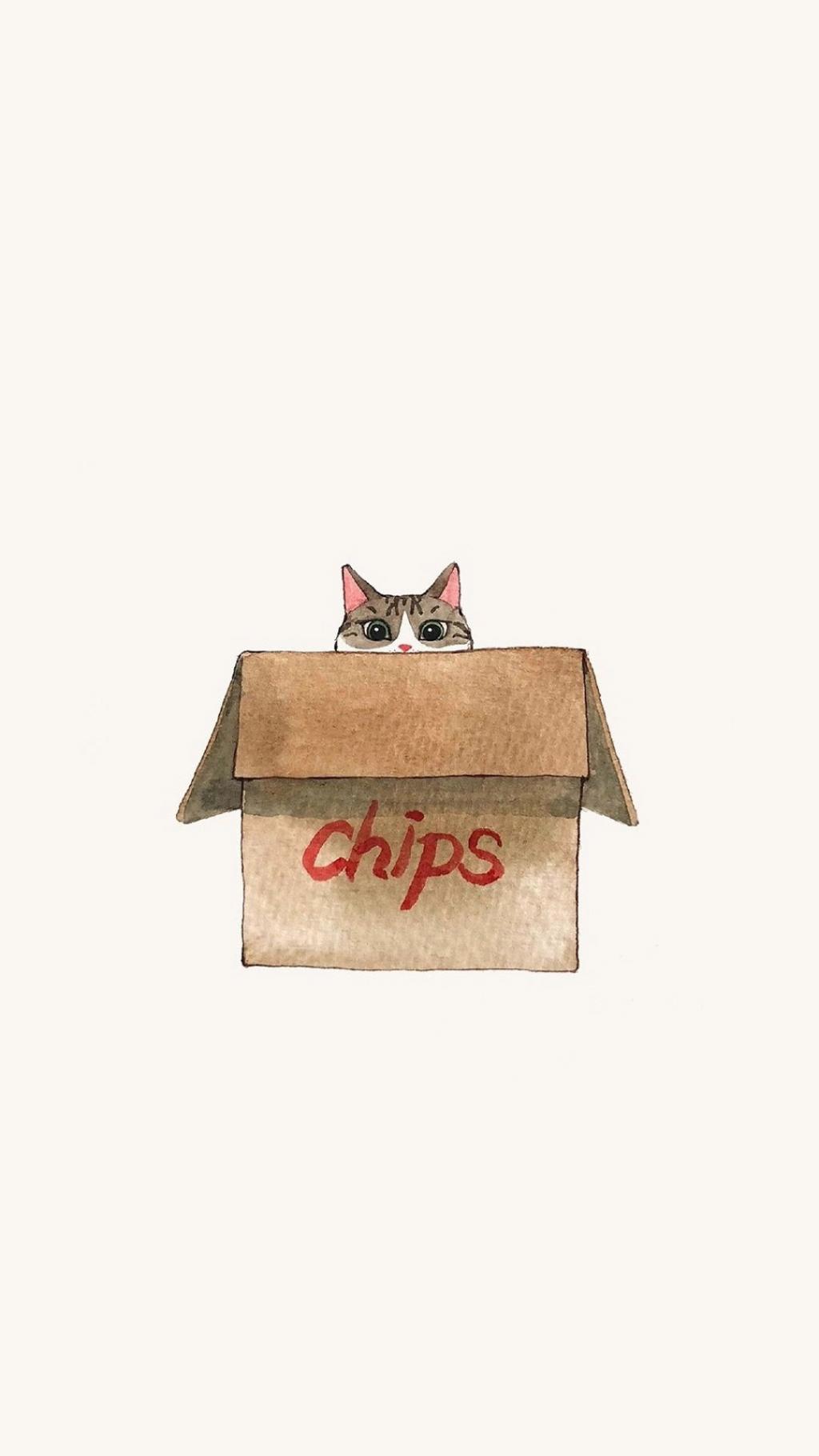 文艺手绘卡通喵咪插画