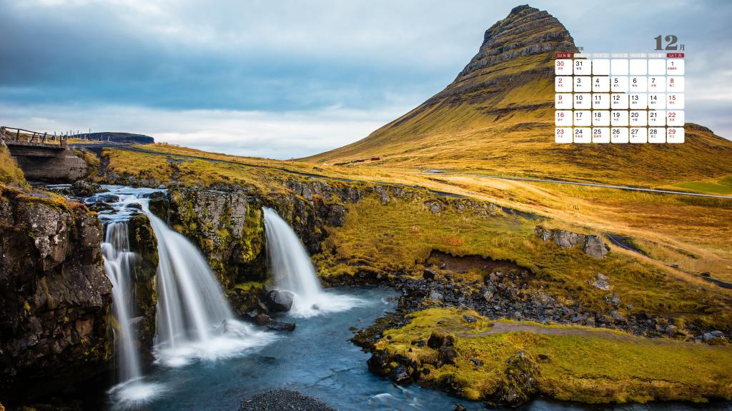 2018年12月瀑布之国冰岛日历