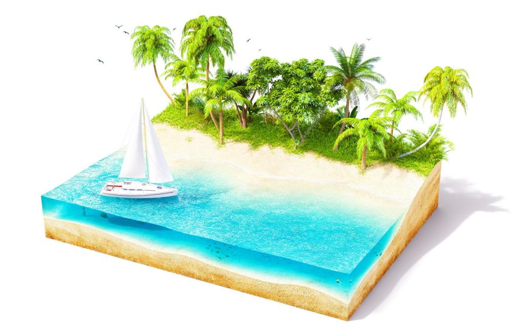 精美3D立体小岛创意设计