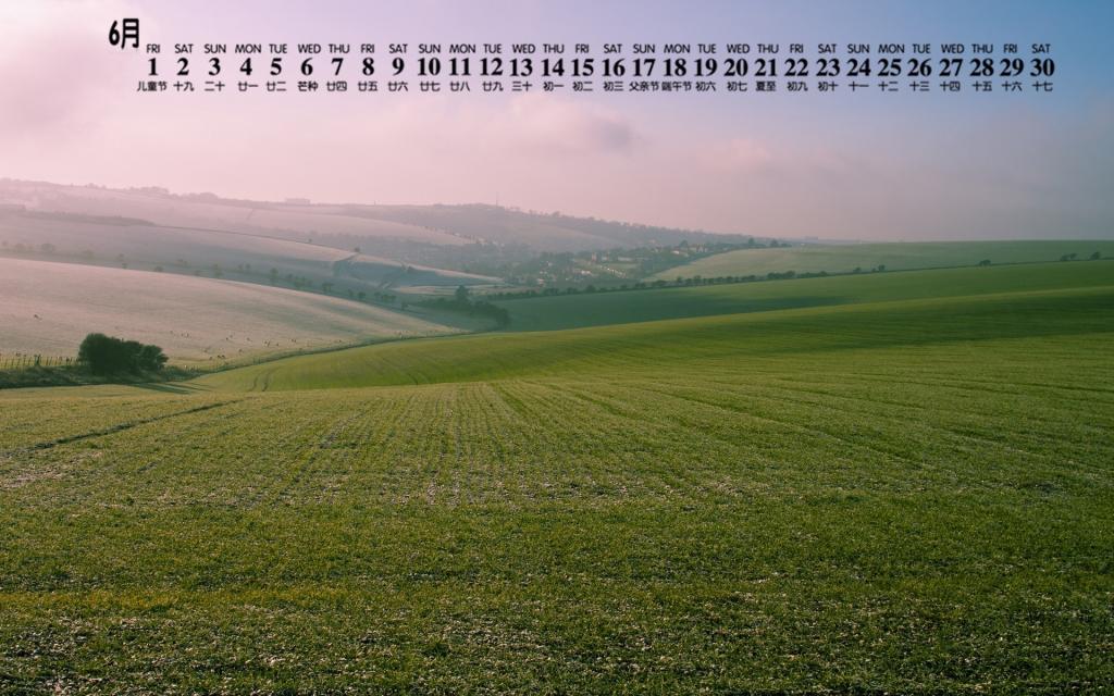 2018年6月小清新田野风光日历