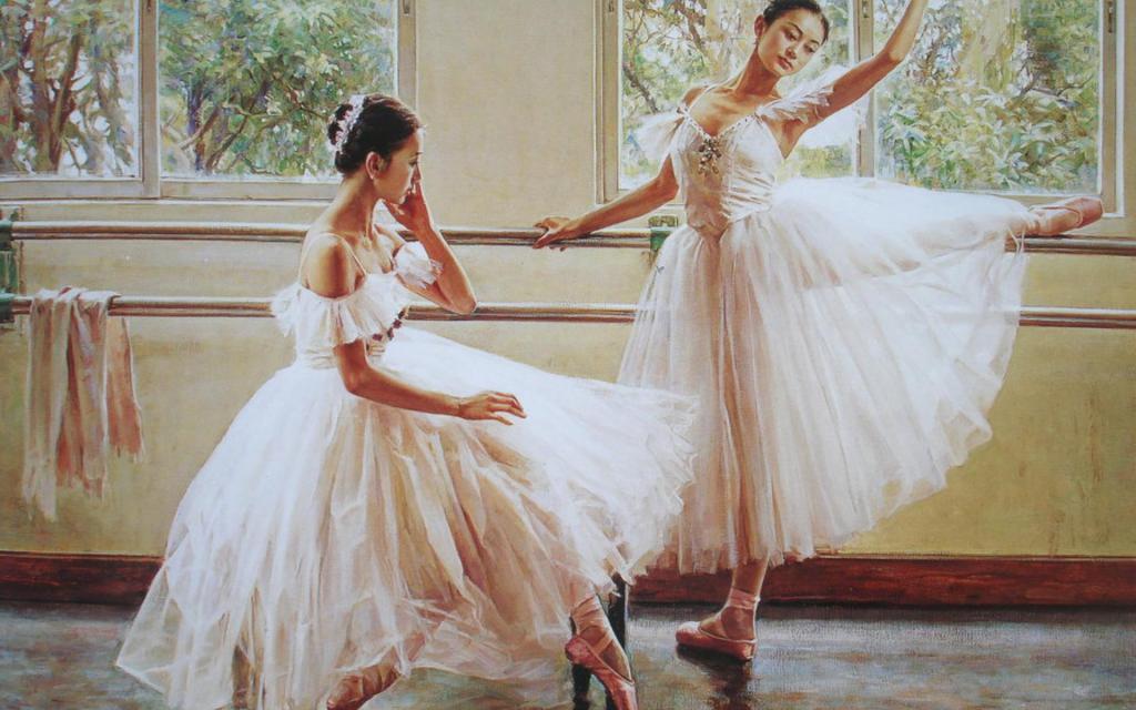 芭蕾舞女孩油画