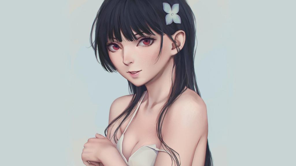 精致动漫美女日系性感手绘插画