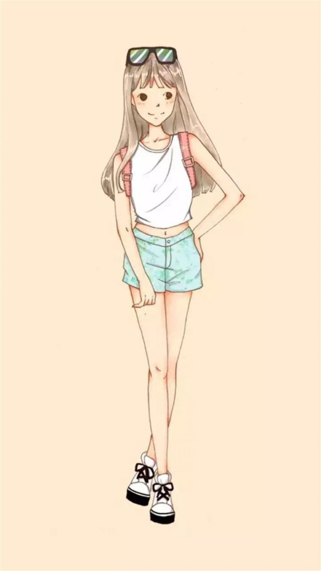 手绘可爱女生锁屏