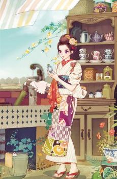 日本和服少女插画