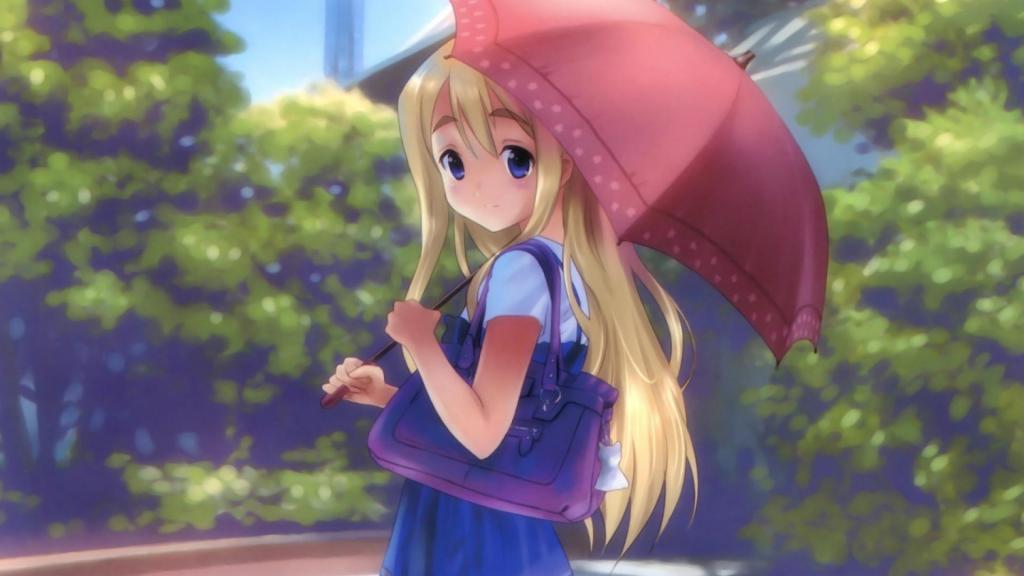 撑雨伞的动漫少女