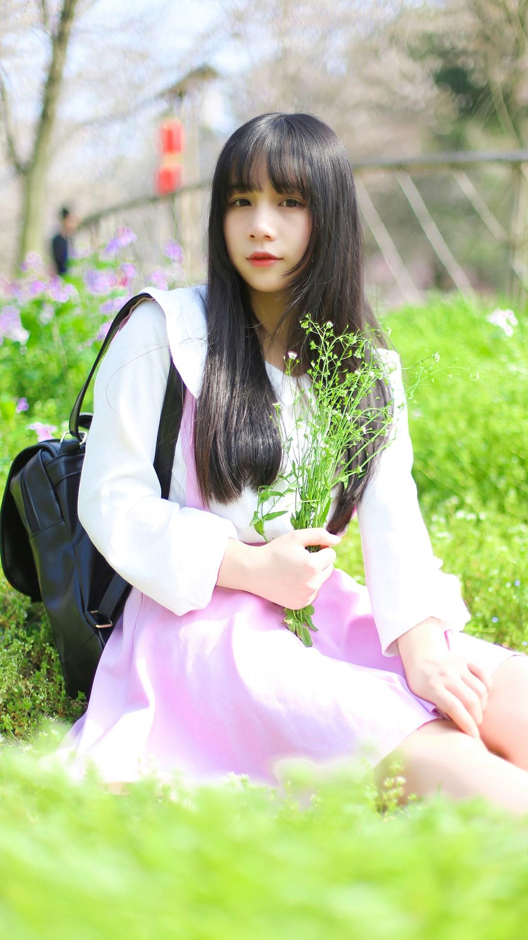 樱花少女唯美写真手机壁纸