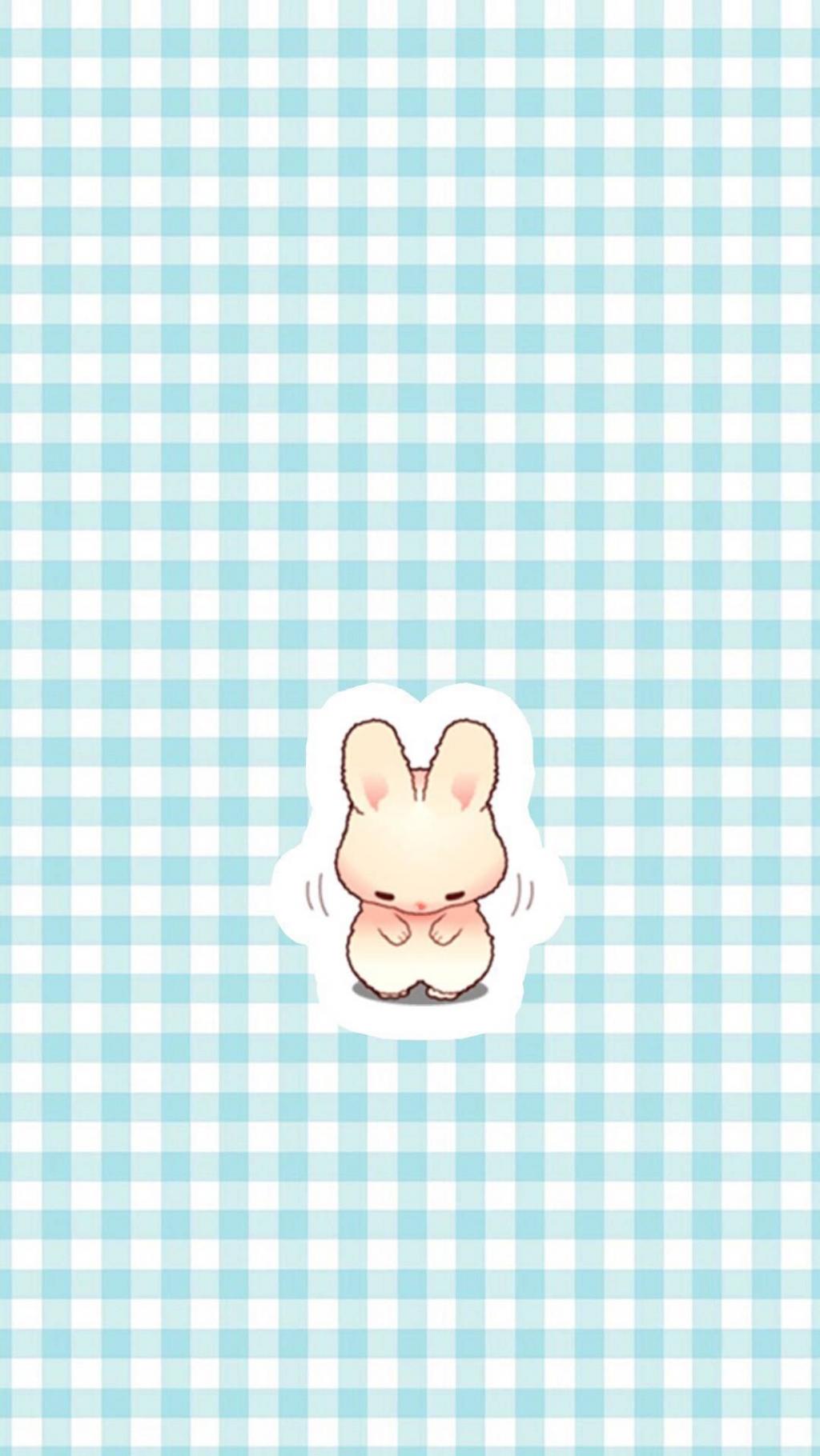 小清新格纹兔子背景