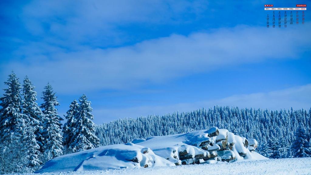 2020年12月冬天雪景日历