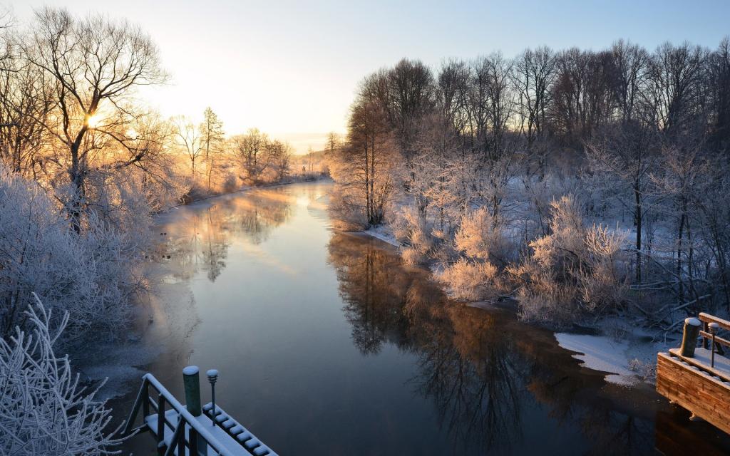 瑞典的冬天日落美景