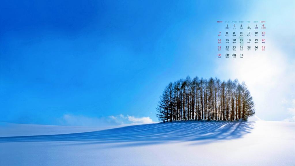 2019年1月冬日唯美雪景日历