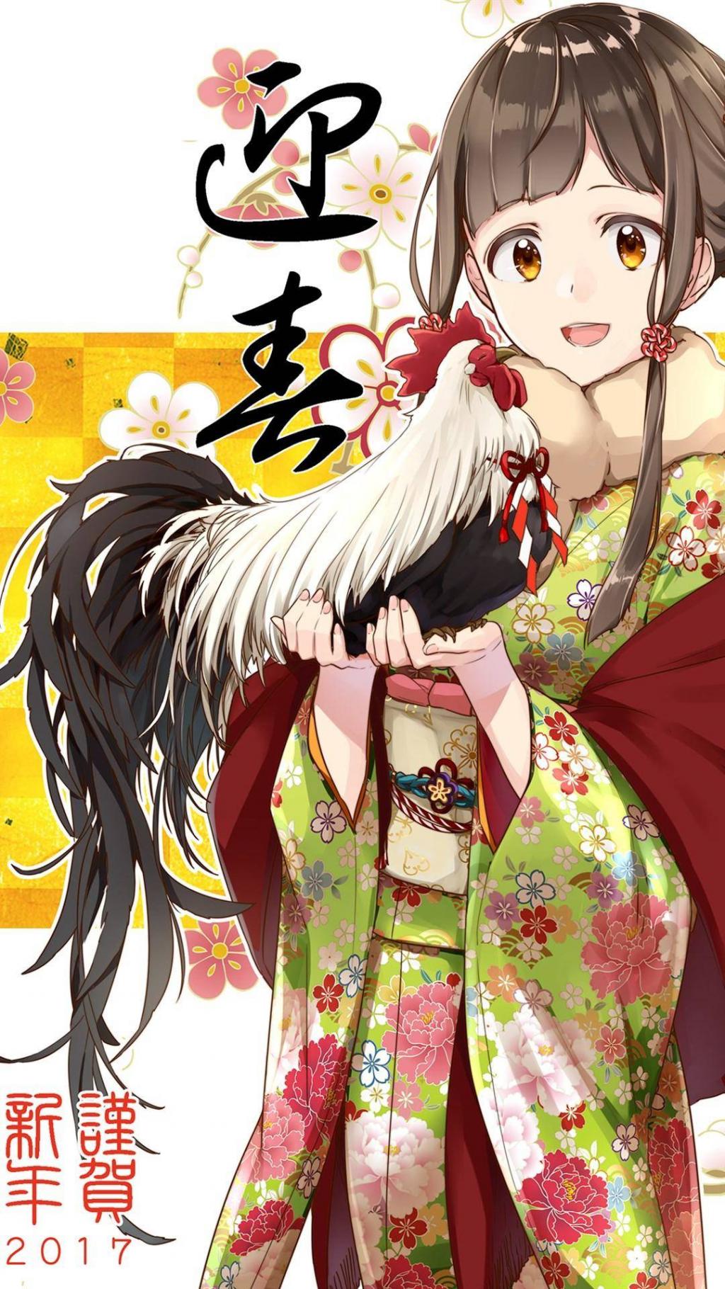 动漫美女鸡年贺新春图片