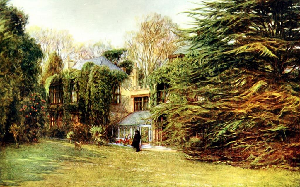 乡村风景水彩画