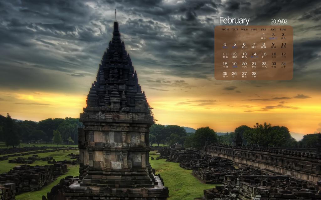 2019年2月寺庙教堂唯美摄影日历