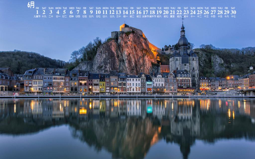 2018年6月欧洲小镇建筑图片日历