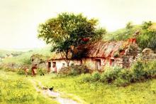 乡村风景水彩画