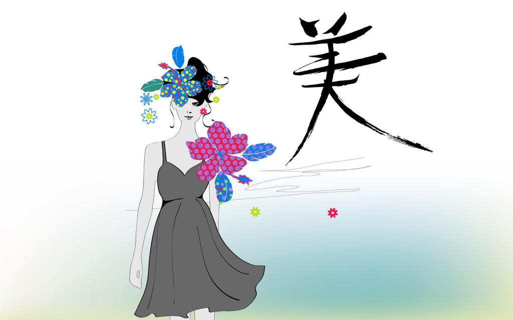 矢量女人花唯美插画